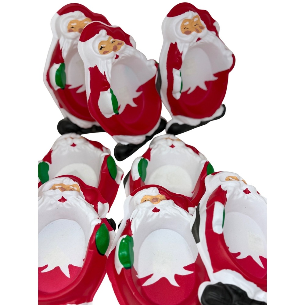 VTG Santa Claus Plastic Candy Nut Dishes Red White Christmas Holiday Decor Set 8
